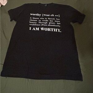 “I AM WORTHY”/Religious Quote T-Shirt for Women (M)|Black
